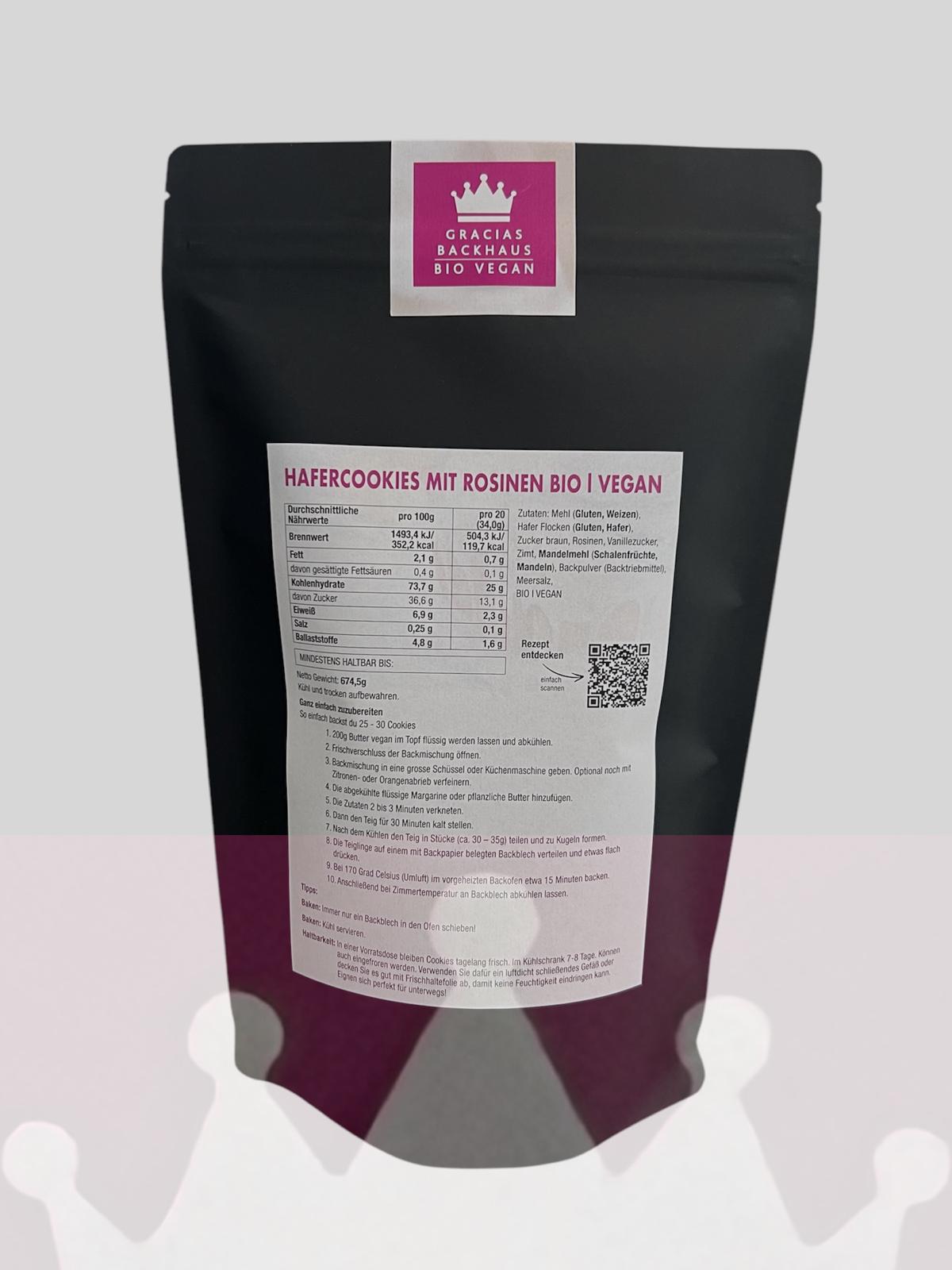 ROSINEN-HAFER-COOKIES PREMIUM BACKMISCHUNG l REIN PFLANZLICH (100% vegan)